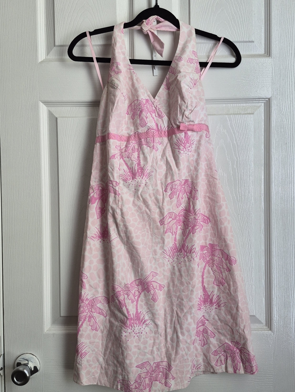 Lilly Pulitzer | size 10 | vintage halter sheath Mini Palm Pattern dress